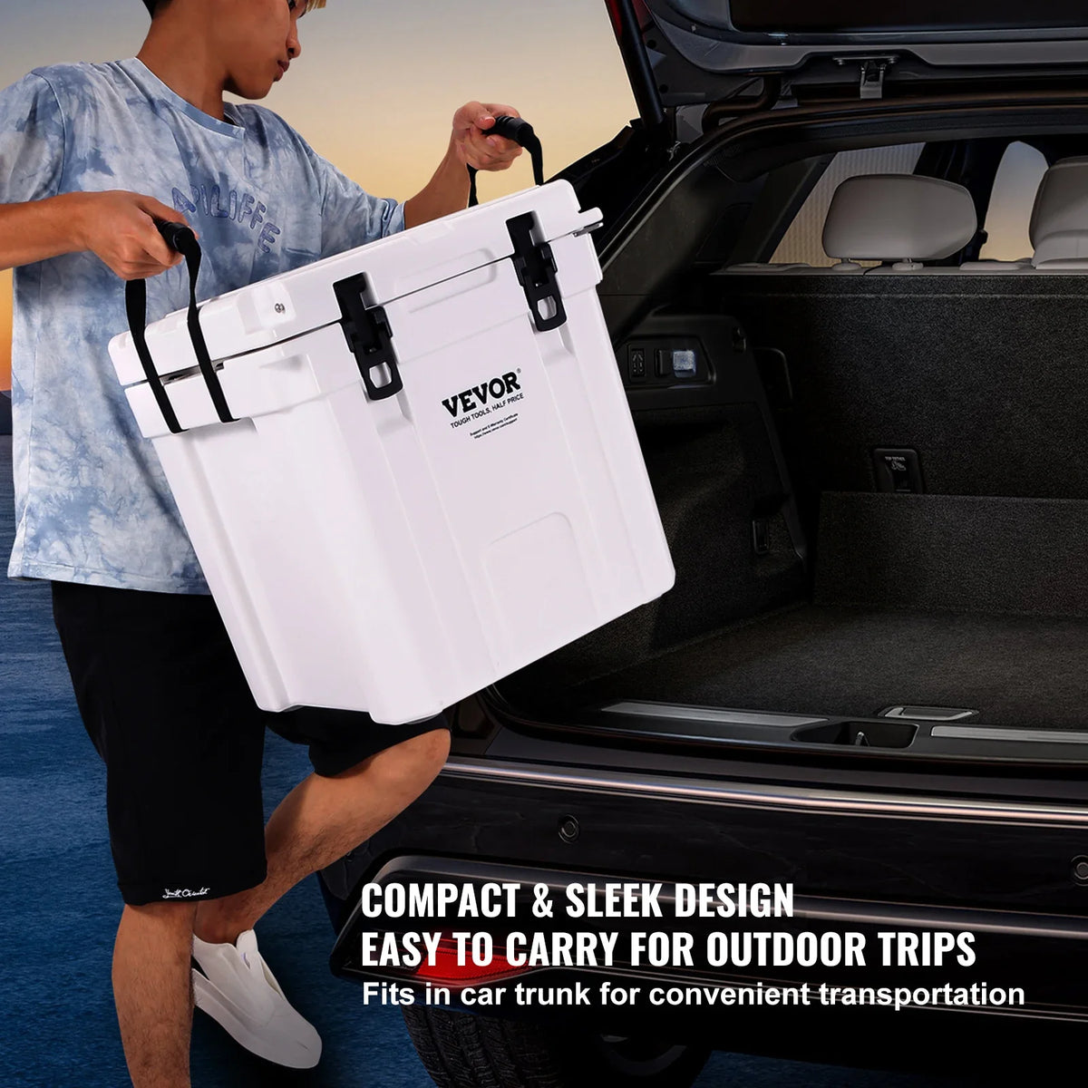 Insulated Portable Cooler, 33 qt, Holds 35 Cans, Ice Retention Hard Cooler w/Heavy Duty Handle, for Camping, Beach, Picnic