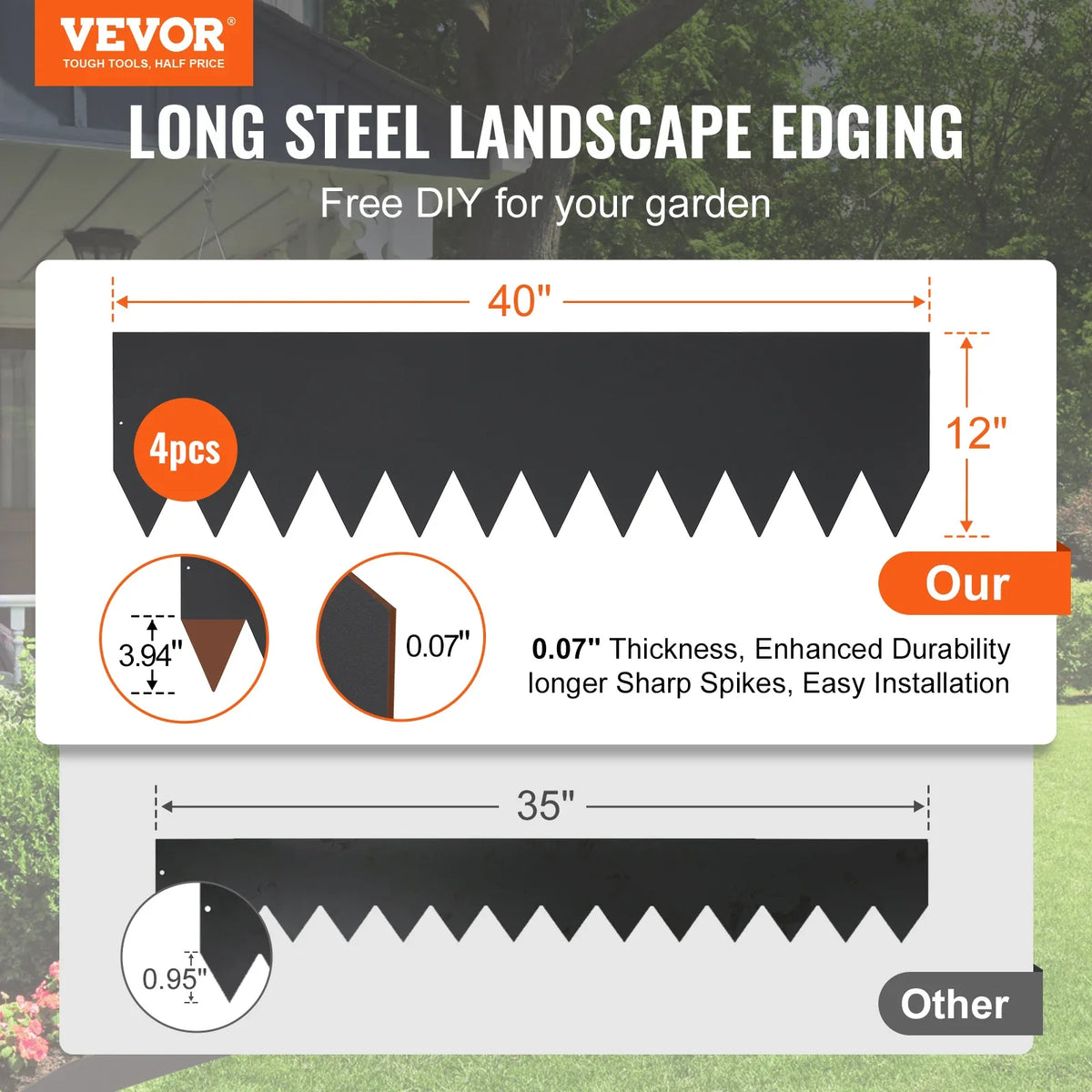 Landscape Edging Garden Edging Borders  H Strips Hammer-in Edging Border Bendable Metal Landscape Edging for Yard Garden