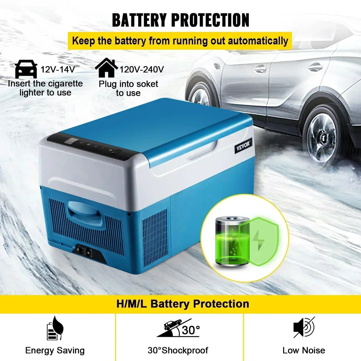 Car Fridge 22L Car Refrigerator 12/24v Car Refrigerator Compressor Portable Mini Electric Cooler for Outdoor and Home Use