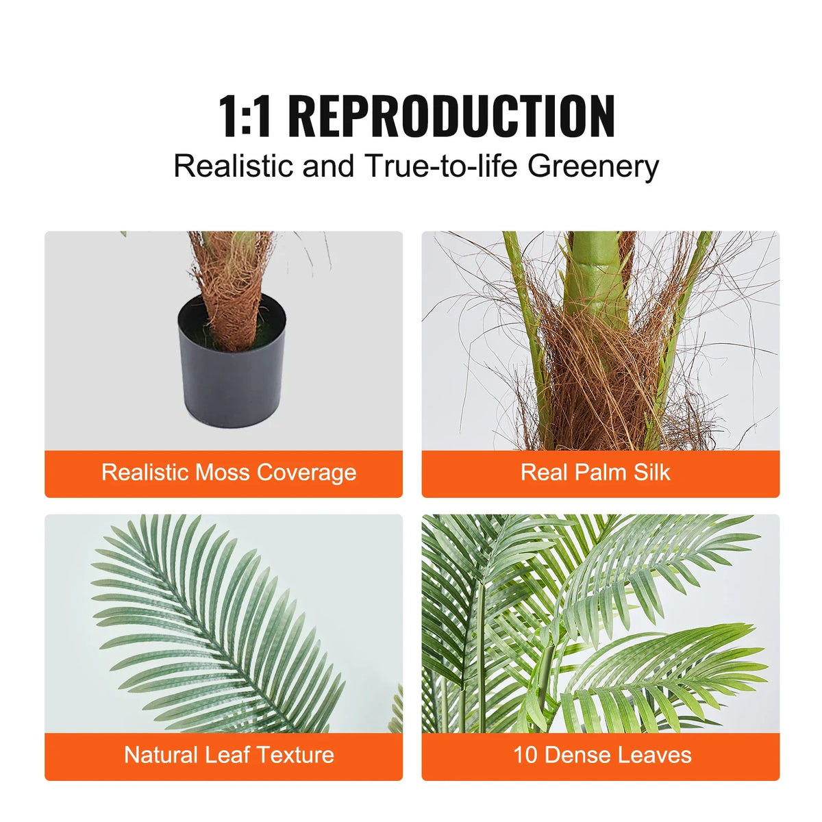 Artificial Palm Tree Faux Plants Green Home Artificial Plant Decoration With PE Anti-Tip Tilt Protection For Indoor Office