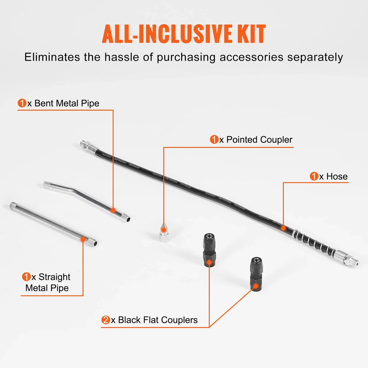 10000 PSI Grease Gun 20OZ / 600CC Lever Action Mini Pistol Grip Gun Kit with Extension Hose for Car Lubrication SUV Trucks