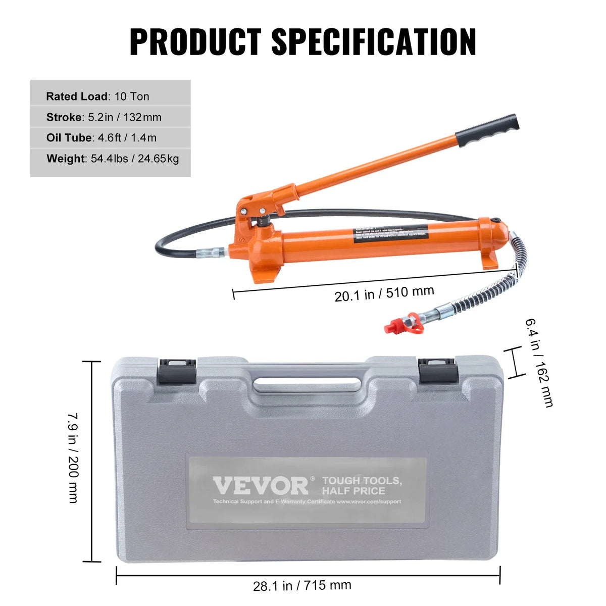 10/12 Ton Porta Power Kit, Hydraulic Jack, Auto Body Frame Repair Kit with Storage Case for Car Repair, Truck, Farm