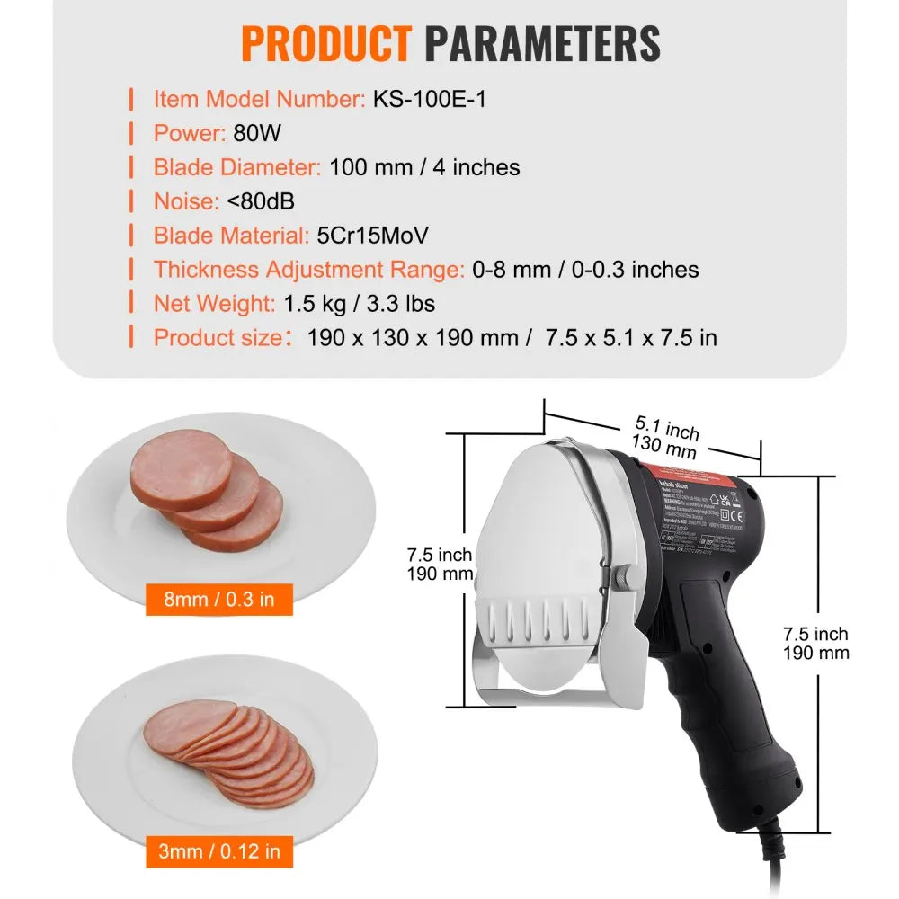 800W Commercial Meat Slicer with 2 Stainless Steel Blades, Shawarma Doner Gyro Cutter for Fast Meat Cutting in Restaurant