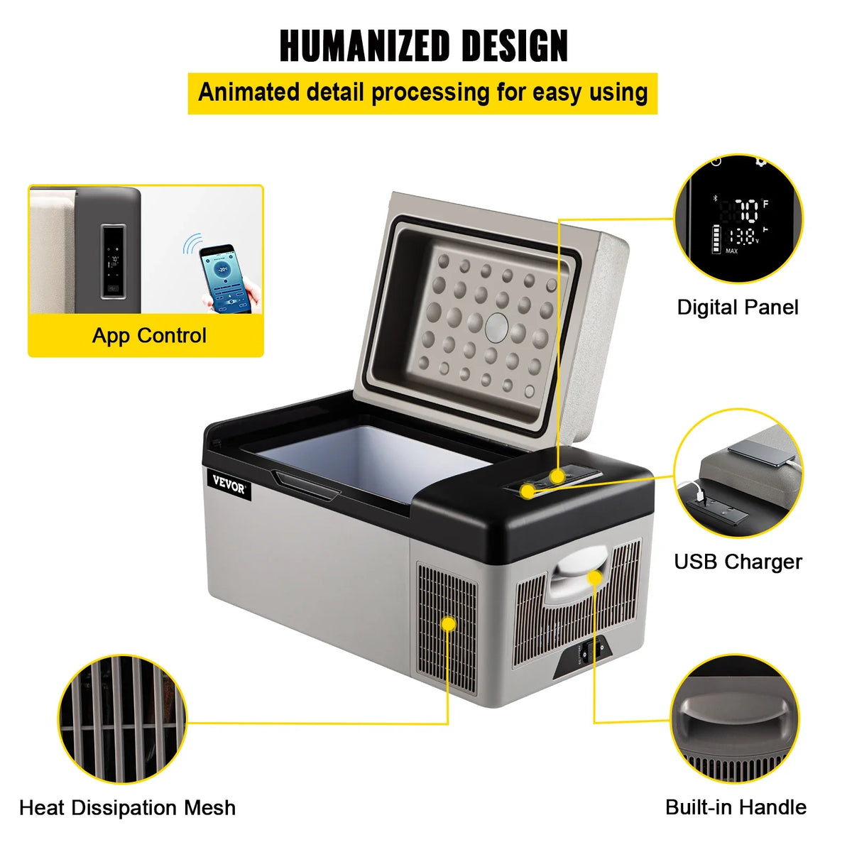 20L Car Refrigerator,12V Portable Refrigerator App Control(-4℉~68℉), Electric Compressor Cooler w/ 12/24v DC & 110-240v AC