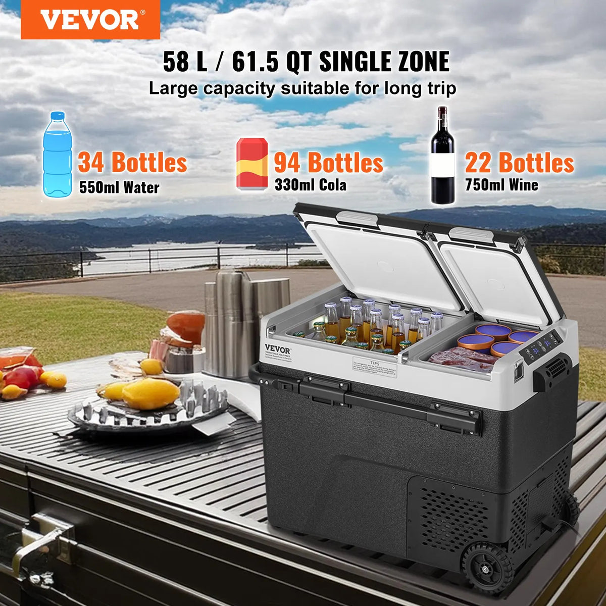 Portable Car Refrigerator Freezer Fridge Compressor 40L 115L 95L 50L 58L 36L Dual Zone for Home Outdoors RV Boat Camping