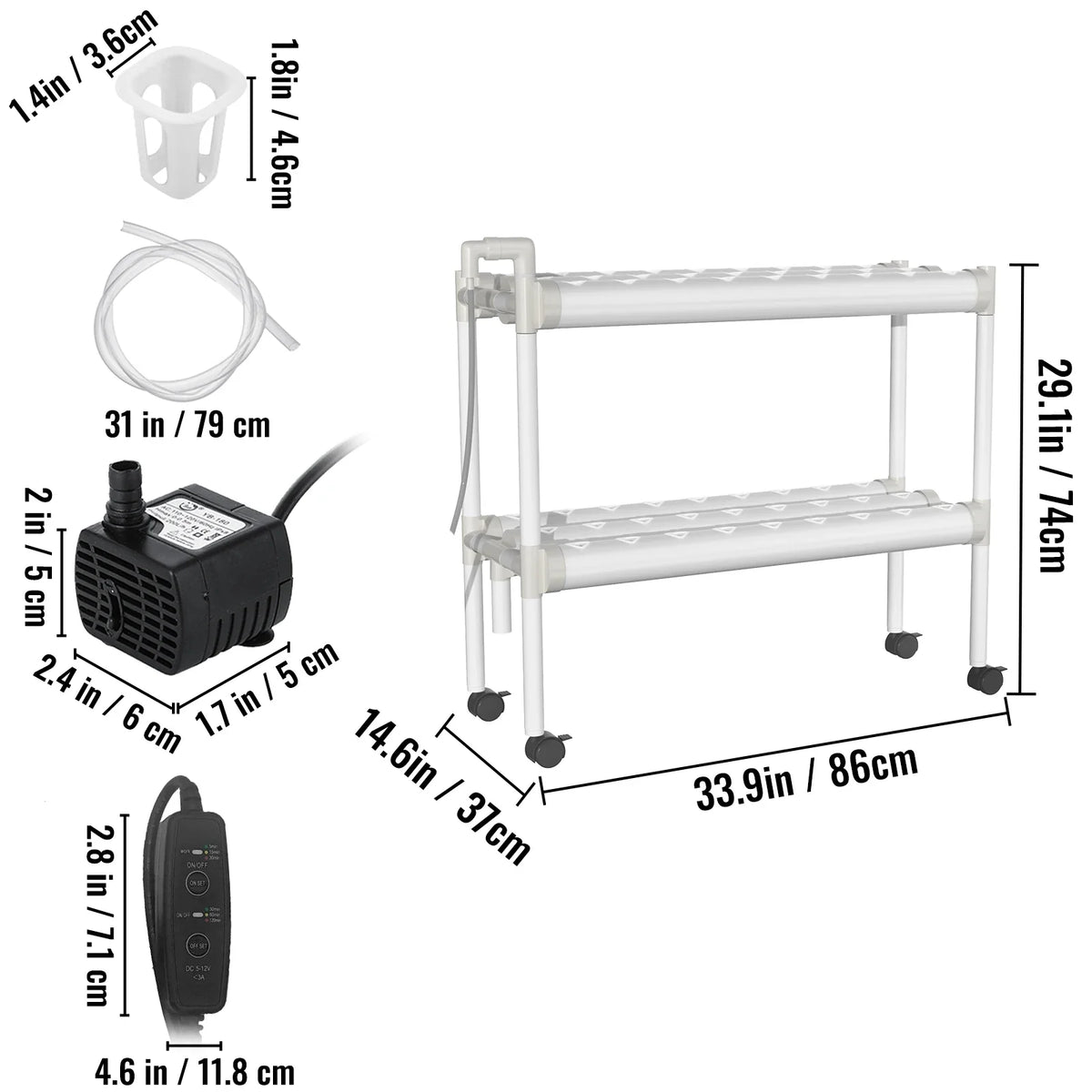 Hydroponic Grow Kit Hydroponics System 36/54/72/90/108 Sites 1/2/3/4 Layers 4/6/8/10/12 Pipes Vegetables Lawn & Garden