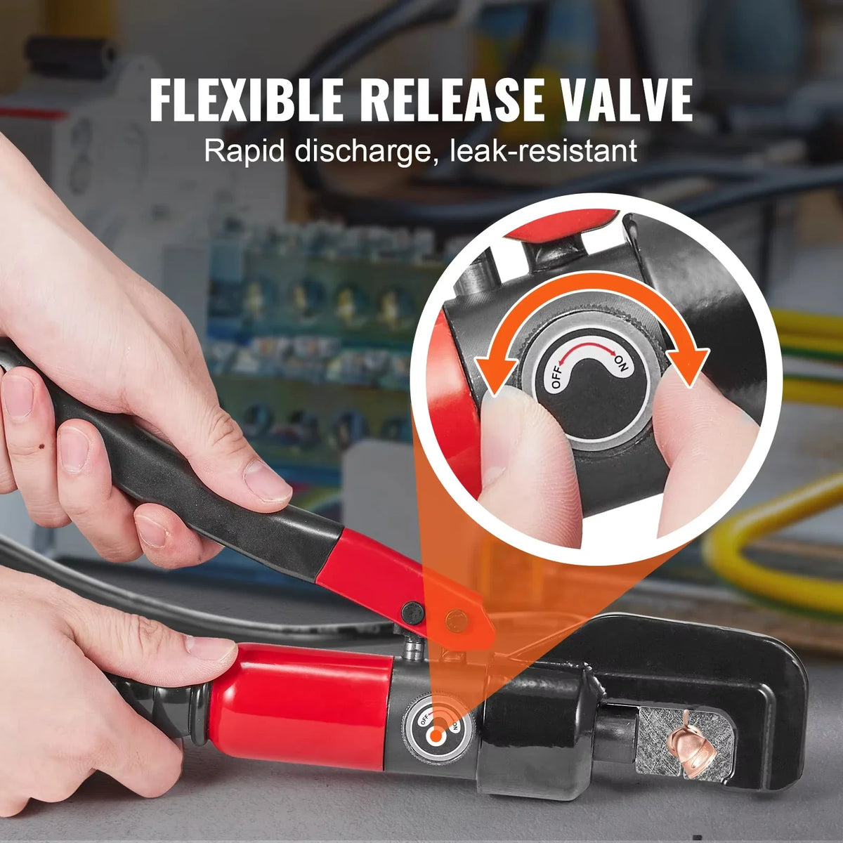 AWG12-2/0 Crimping Tool Copper And Aluminum Terminal Battery Lug Hydraulic Crimper,with a Cutting Pliers, Gloves