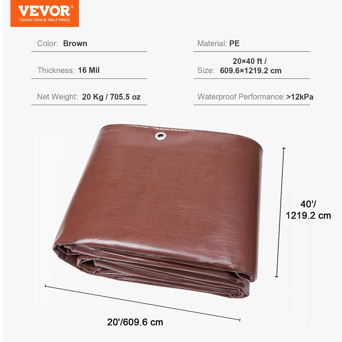 Heavy Duty Tarp 16 Mil Thick Waterproof Tear Proof Poly Plastic Tarps Cover Multi-Purpose Outdoor Tarpaulin for Truck