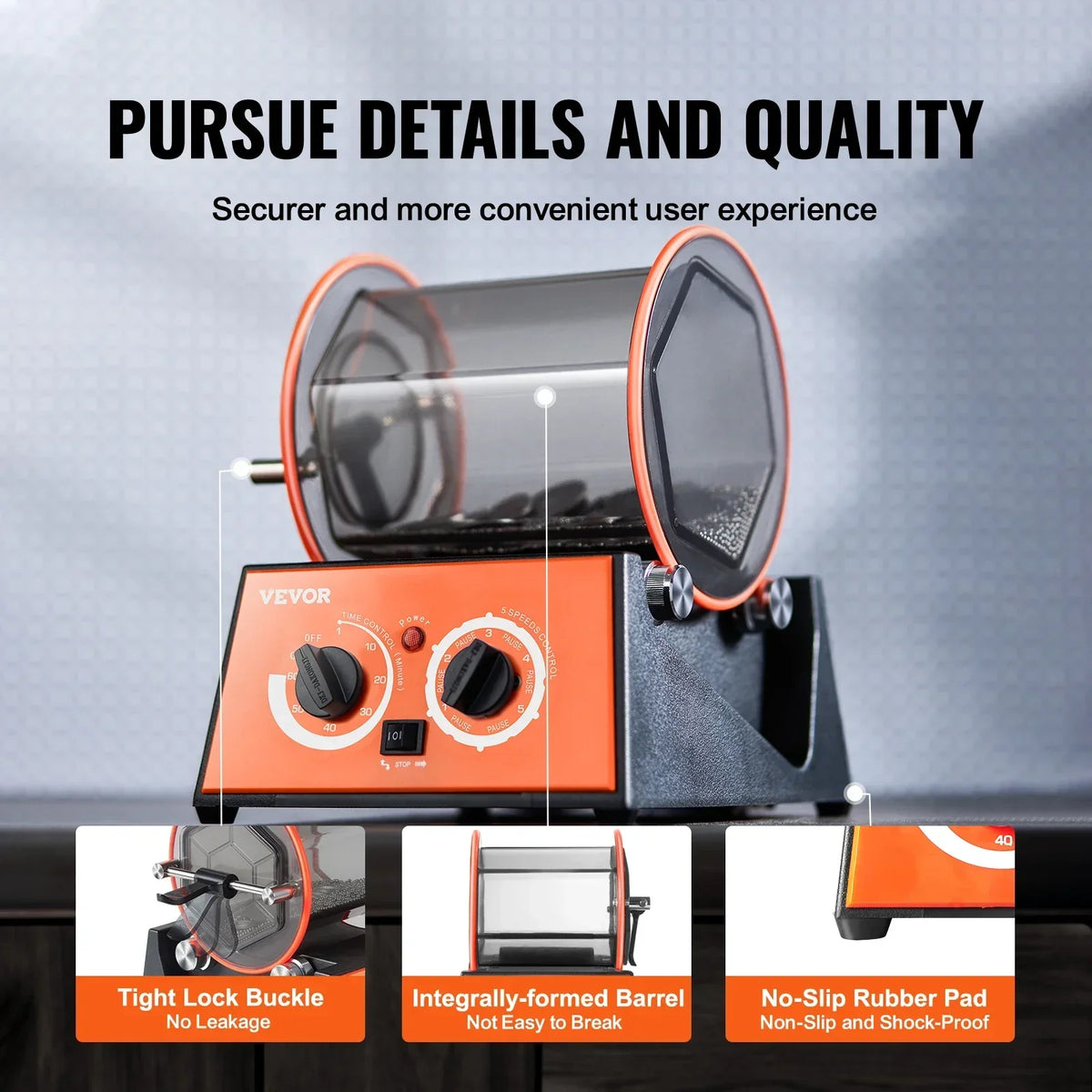3kg Rotary Tumbler Surface Polisher Jewelry Drum Polishing Machine Gem DIY Mini-Tumbler Finishing Tools