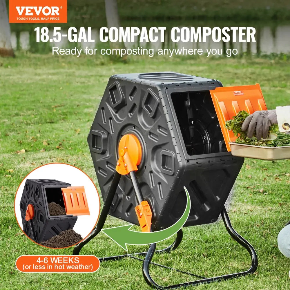 Outdoor Compost Bin 37Gal Dual Chamber Composting Tumbler High Volume BPA Free Composter Bin Tumbler for Garden/Kitchen