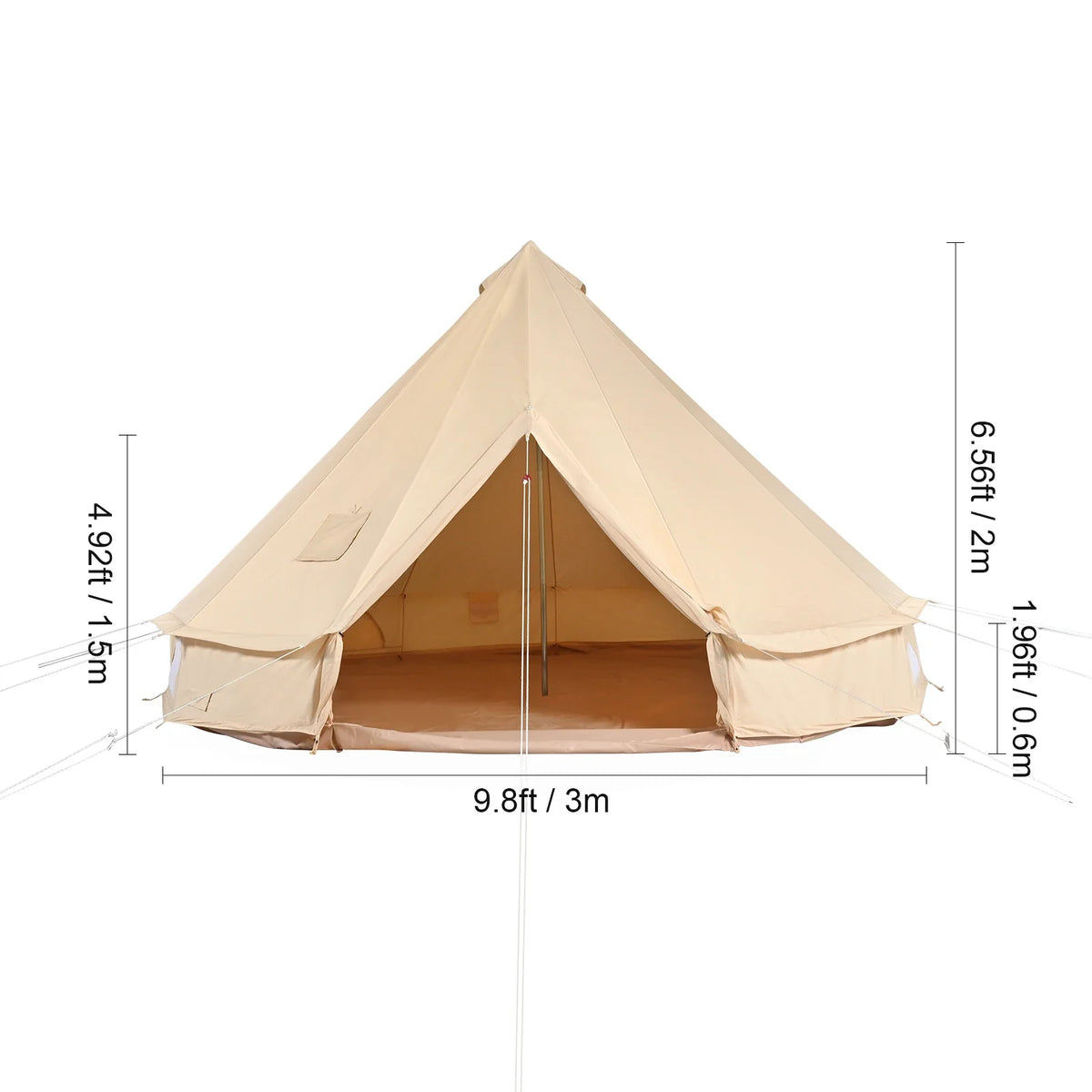 Canvas Bell Tent 4 Seasons Canvas Tent for Camping with Stove Jack Breathable Tent Family Camping Outdoor Hunting Party