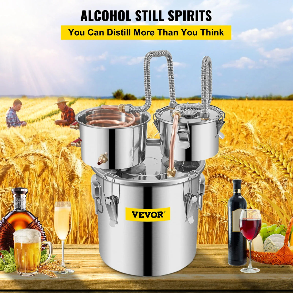 Distiller Alcohol Brewing Still 12/20/30/50L Stainless Steel Alcohol Distiller Wine Making Boiler for Whisky Beer Brandy