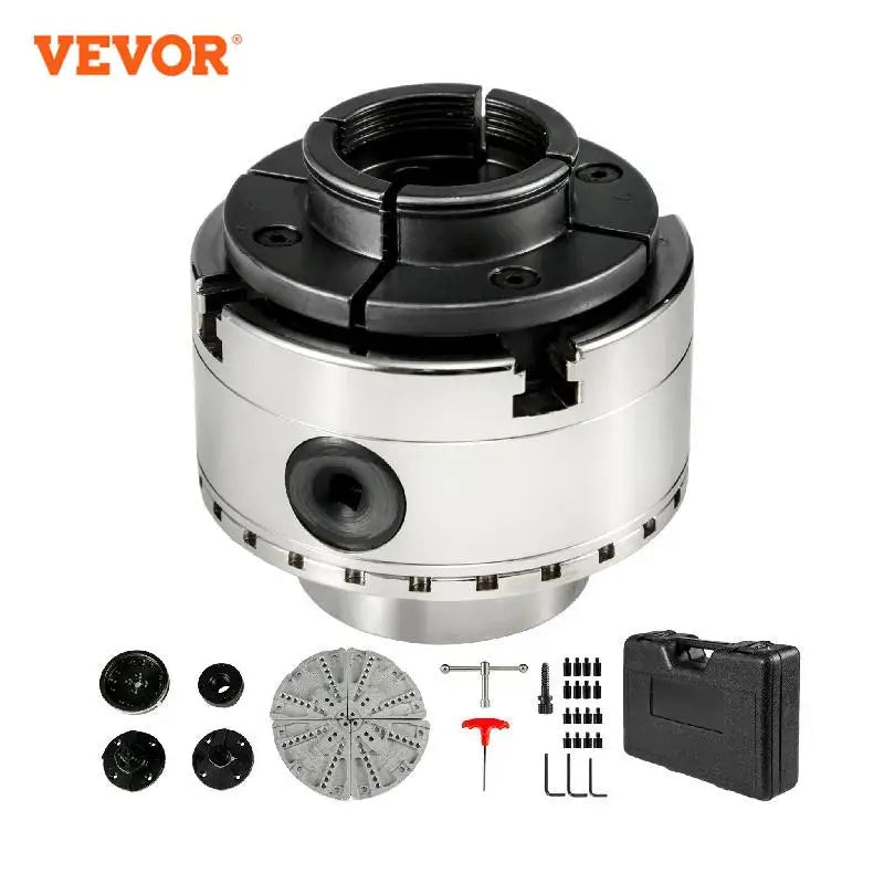 3.75 Inch 4 Jaws Lathe Chuck Set W/ Bevel Gear Screw Wrench Full Steel Body Durable Self-Centering for Woodworking Milling