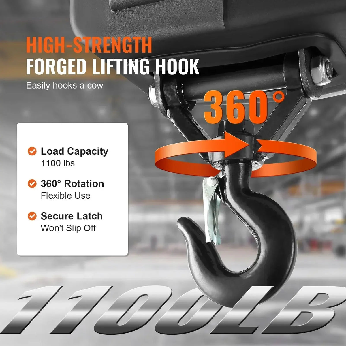 1100lbs 1500W Electric Hoist Winch 3-in-1 Portable Power Winch Crane with Wireless Remote Control for Overload Protection