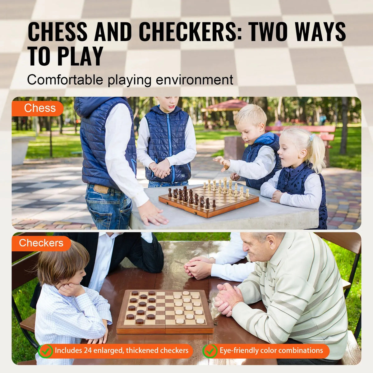 Magnetic Wooden Chess Set,2-IN-1 Chess Checkers Game Set,Folding Chess Board Games for Adults Kids,Chess Set for Beginner