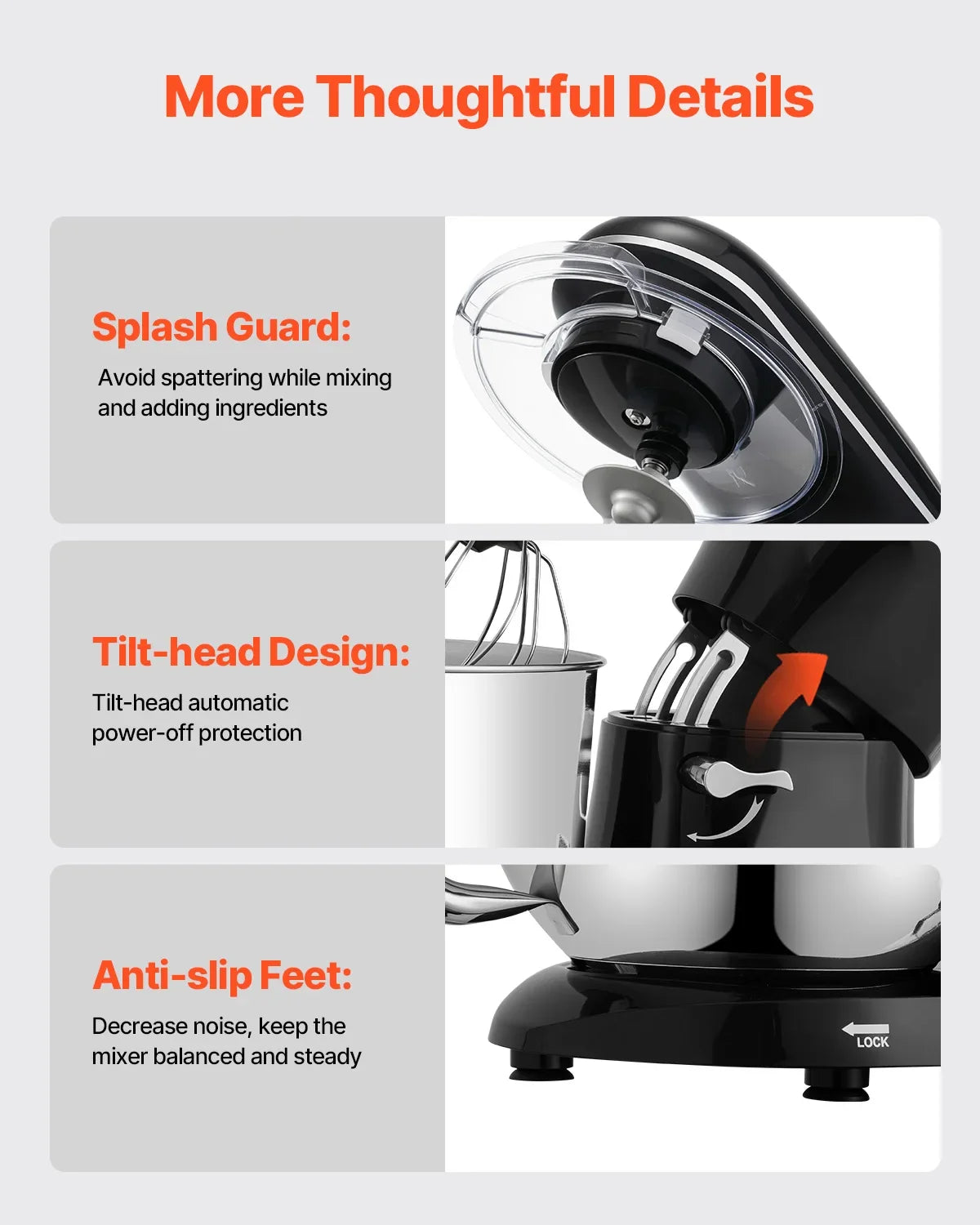 Stand Mixer, 6 QT Dough Mixer, 660W 6 + P Speeds Tilt-head Food Mixer with Stainless Steel Bowl, Dough Hook, Wire Whip