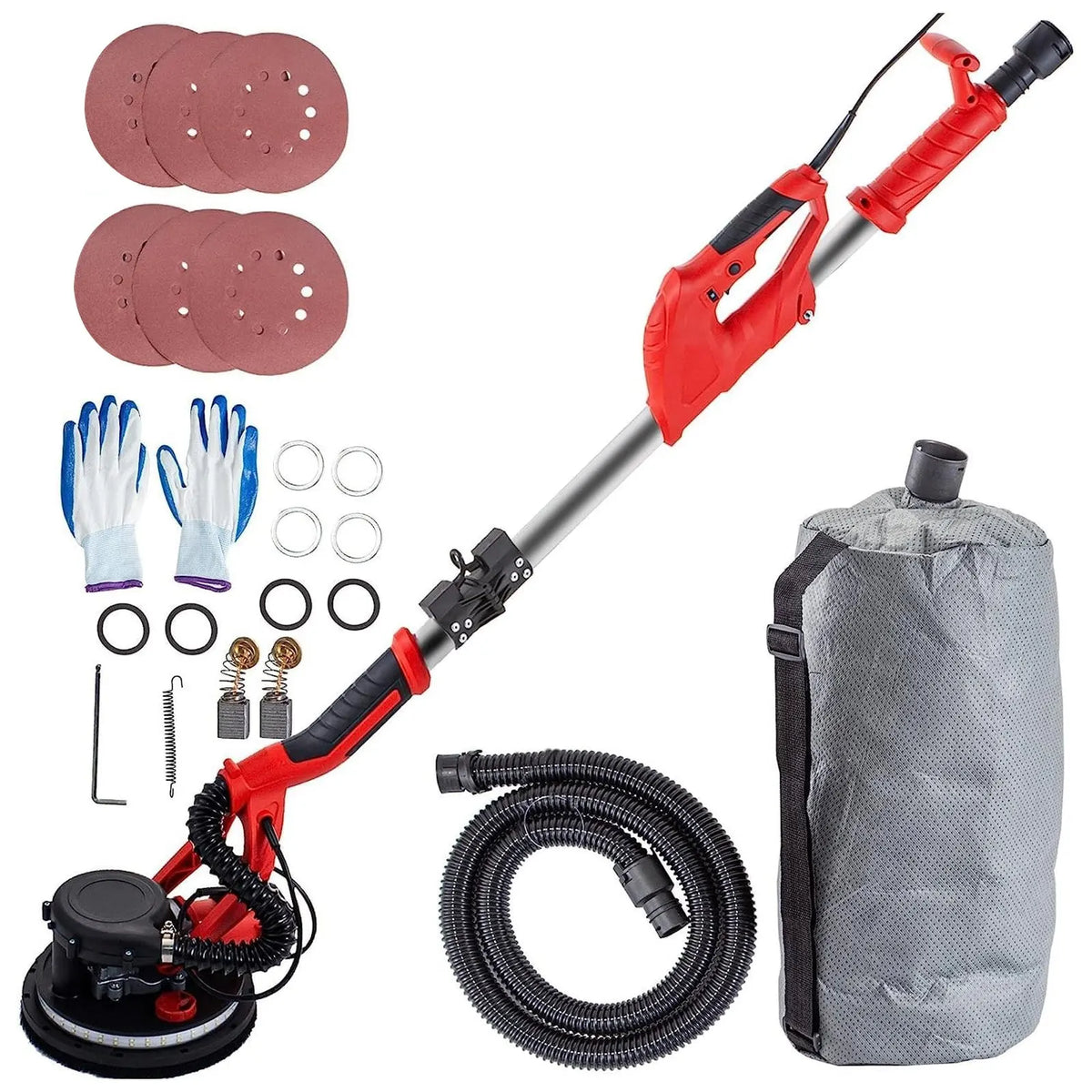 Drywall Sander 850W, Electric Drywall Sander, Variable Speed 800-1750 RPM, with LED Strip Light and Vacuum Bag