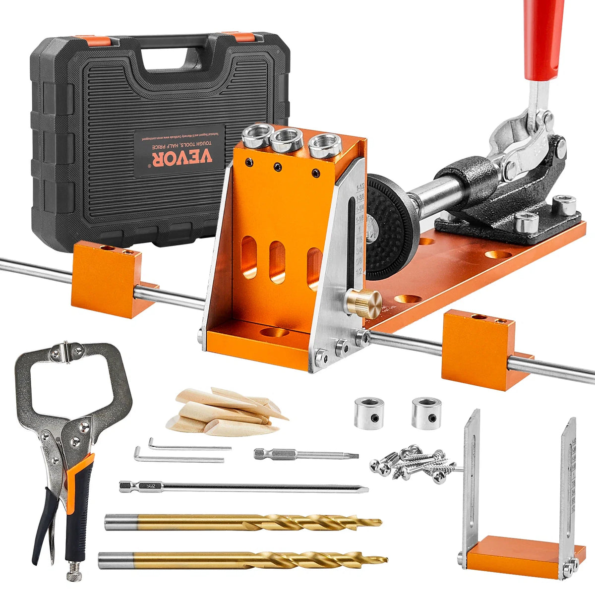 30 Pcs Pocket Hole Jig Kit Adjustable & Easy to Use Pocket Hole Jig System with Step Drills Wrenches Drill Stop Rings