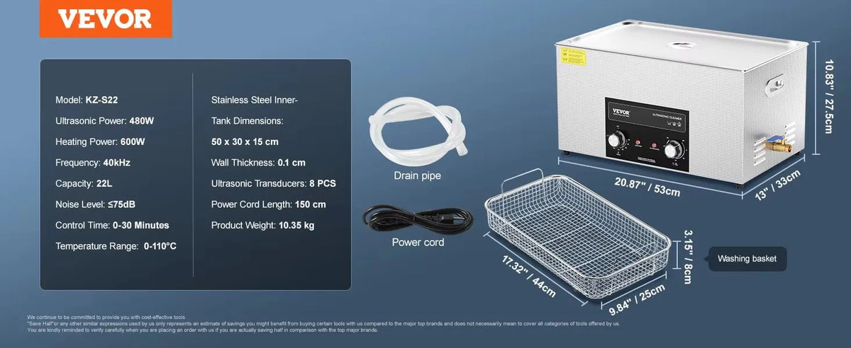 Ultrasonic Cleaner with Heater Timer 2/3/6/10/15/30L for Lab Tools Metal Parts Carburetor Brass Auto Parts Engine Parts