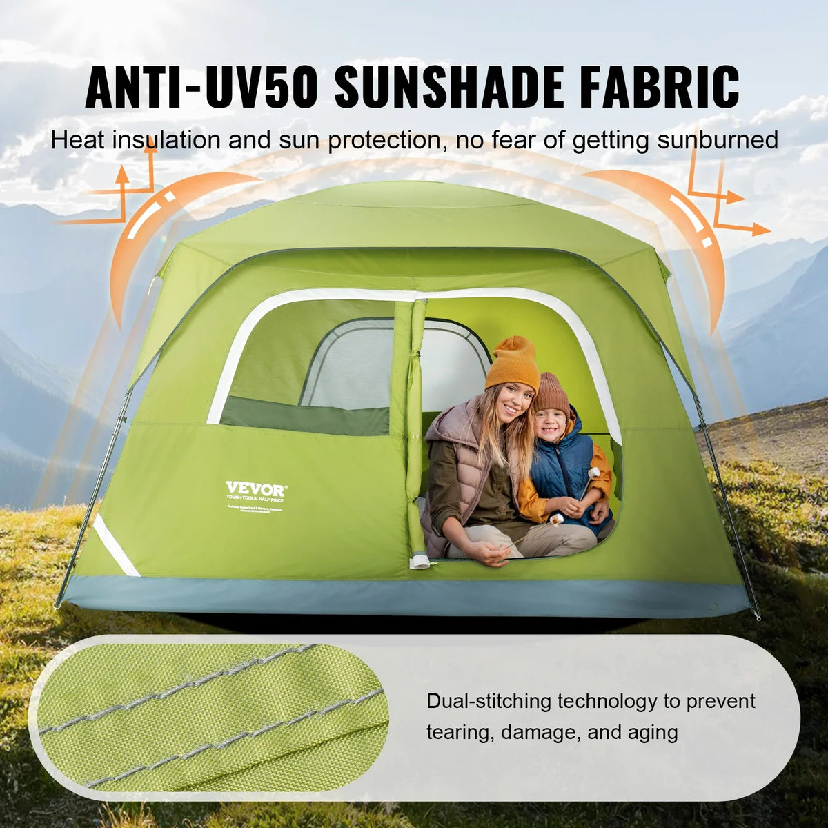 6 Person Outdoor Profession Fabric Tent Rainfly Waterproof Camping Tent Family Outdoor Instant Setup Tent with Carring Bag