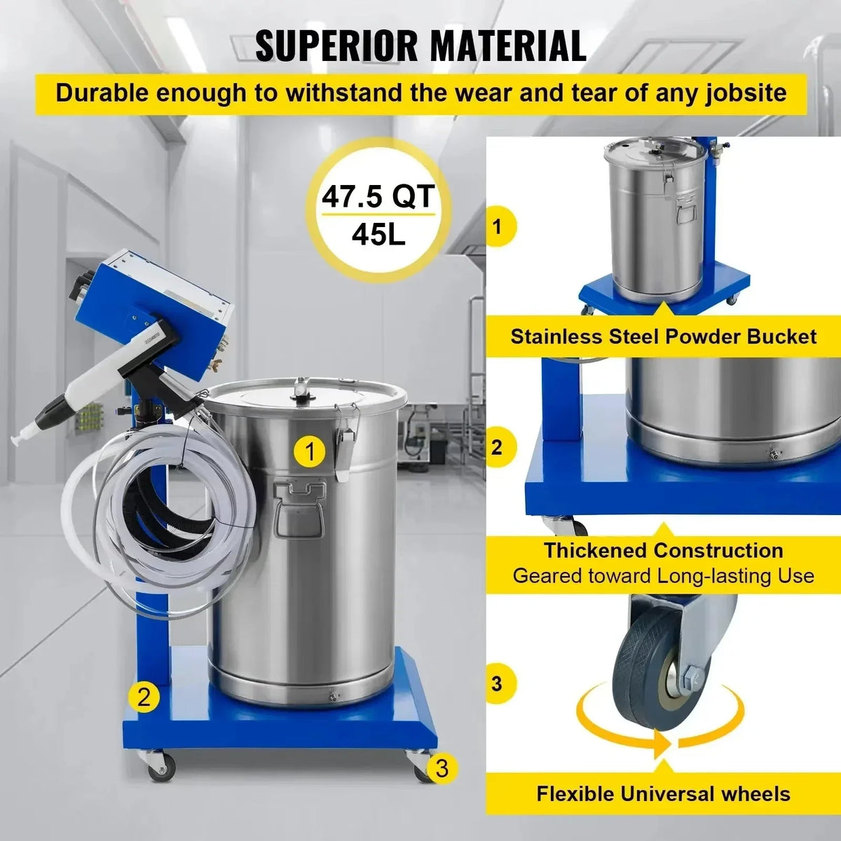 Powder Coating Gun Machine WX-958 Electrostatic Spray Powder Coating Machine 50W 45L Spraying Gun Paint Powder Coating