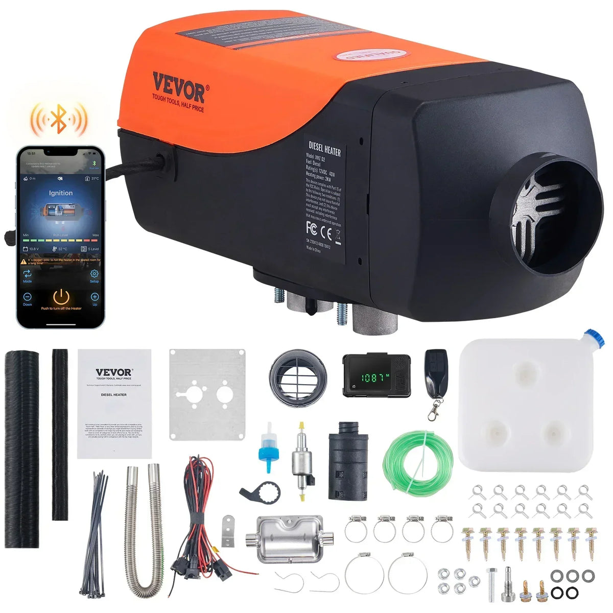 Car Heater Diesel Air Heater 2/5/8KW 12V With Silencer Remote Control Truck Boat Bus RV Trailer Air Diesel Parking Heater
