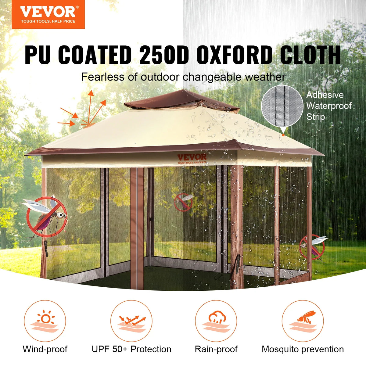 Patio Gazebo Outdoor Pop up Large Gazebo for 8-10 Person  Portable Waterproof Stable Sun Shelter for Patio Backyard Garden