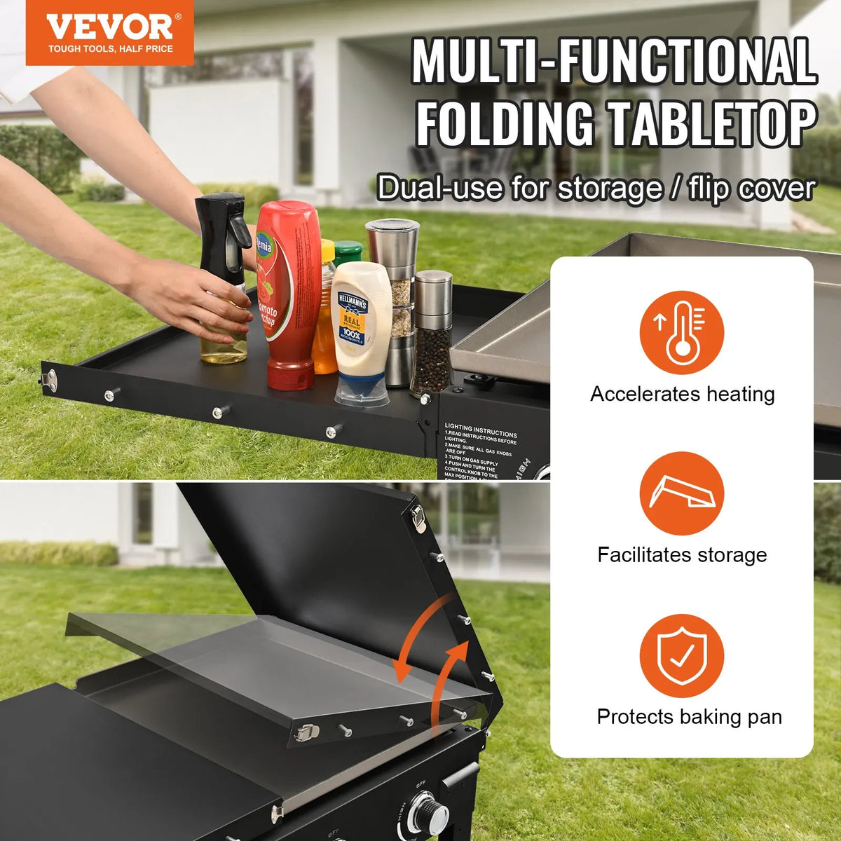 Commercial Griddle on Cart,17/22/36in Heavy Duty Manual Flat Top Griddle,Outdoor Cooking Station,Steel LPG Gas Griddle
