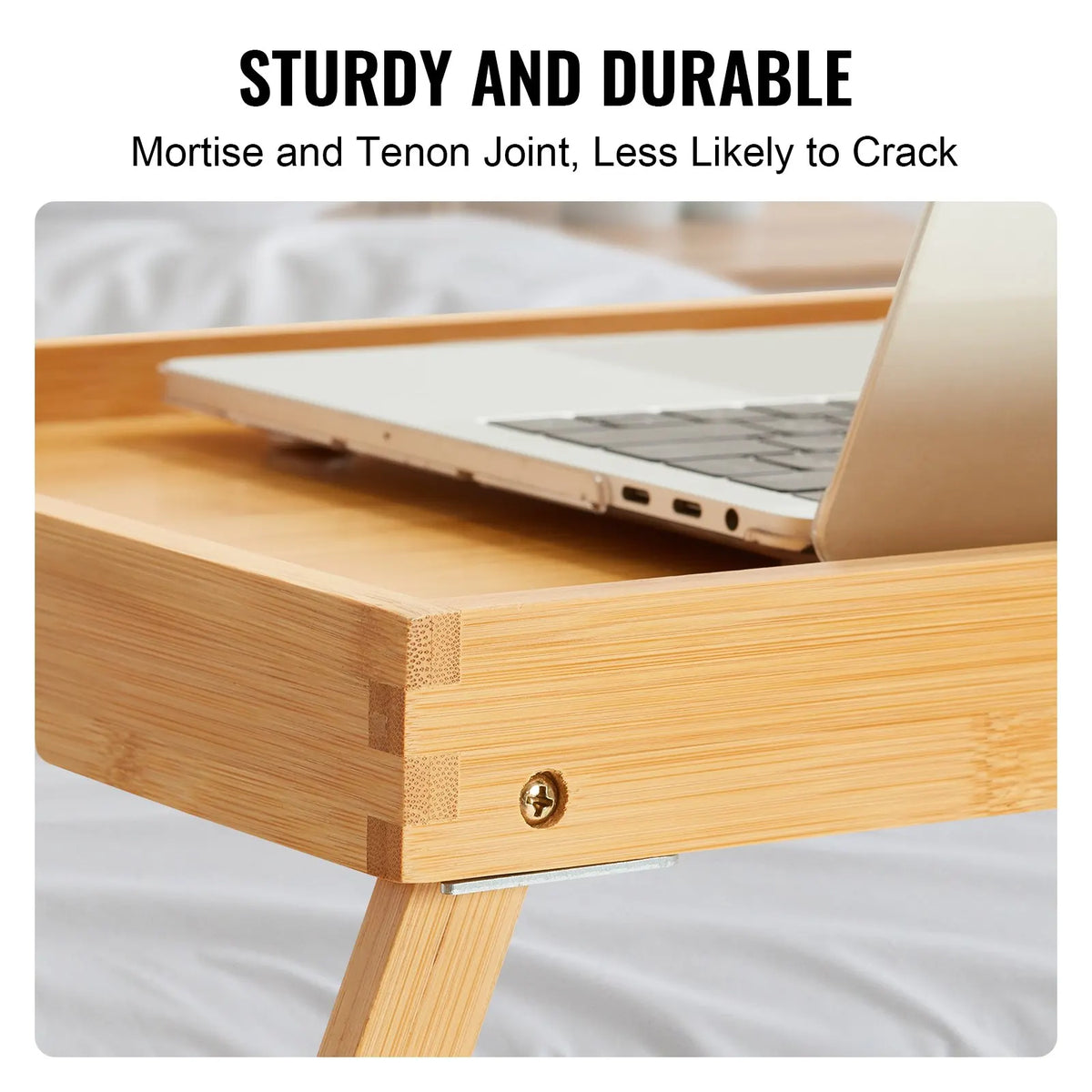 Bamboo Bed Tray Laptop Table with Foldable Legs,Mini Stand Lap Desk/Table,Multifunction Snack/Breakfast Tray Bed Table