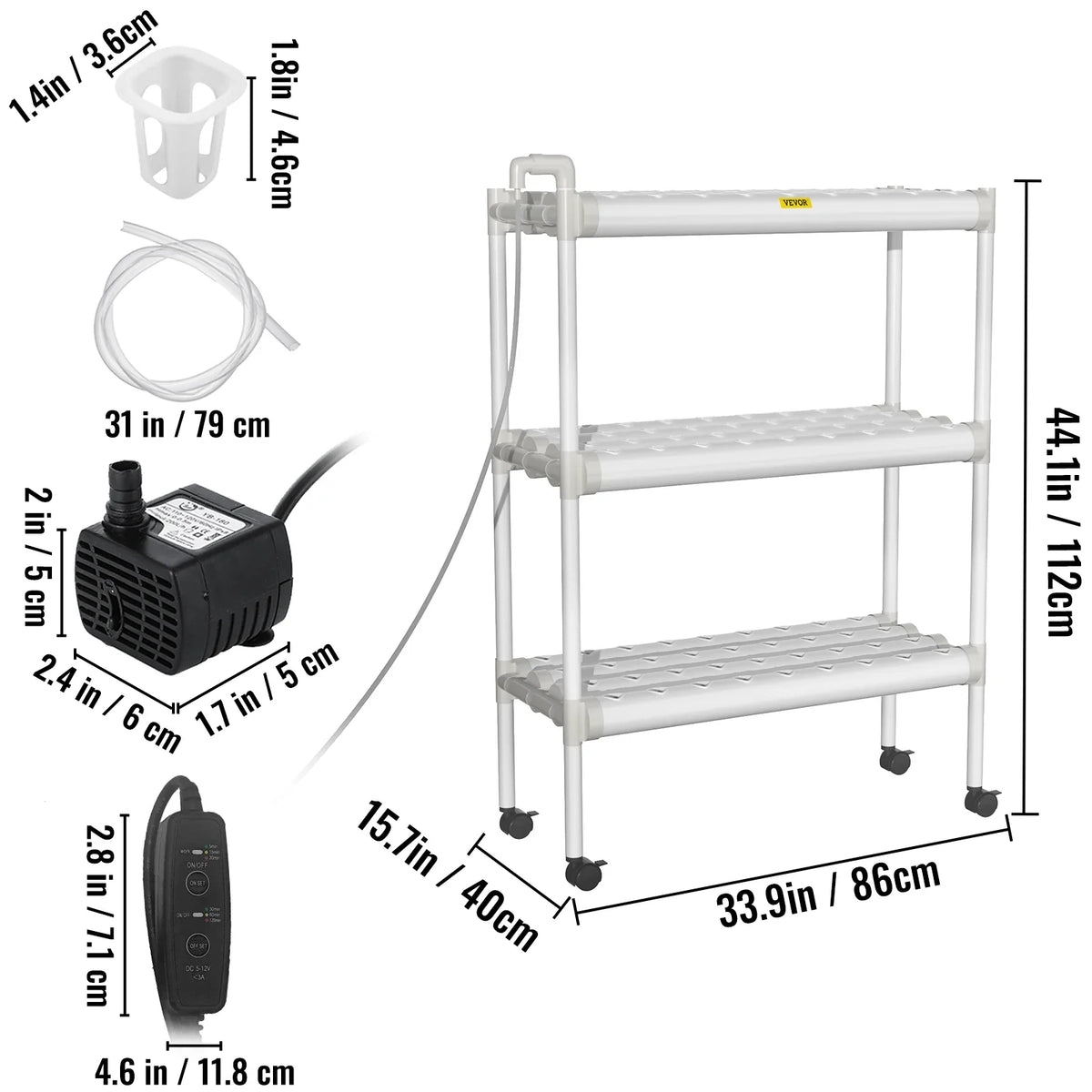 Hydroponic Grow Kit Hydroponics System 36/54/72/90/108 Sites 1/2/3/4 Layers 4/6/8/10/12 Pipes Vegetables Lawn & Garden