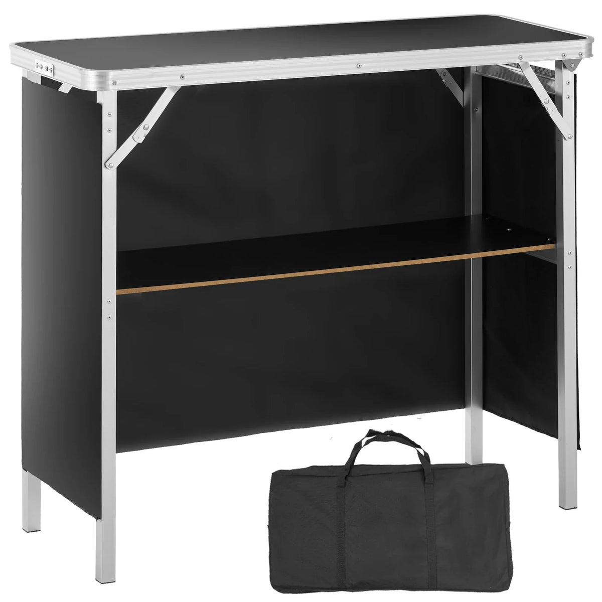 Portable Tradeshow Podium Table, 38.39" x 15.16" x 34.25", Display Exhibition Counter Stand Booth Fair with Wall