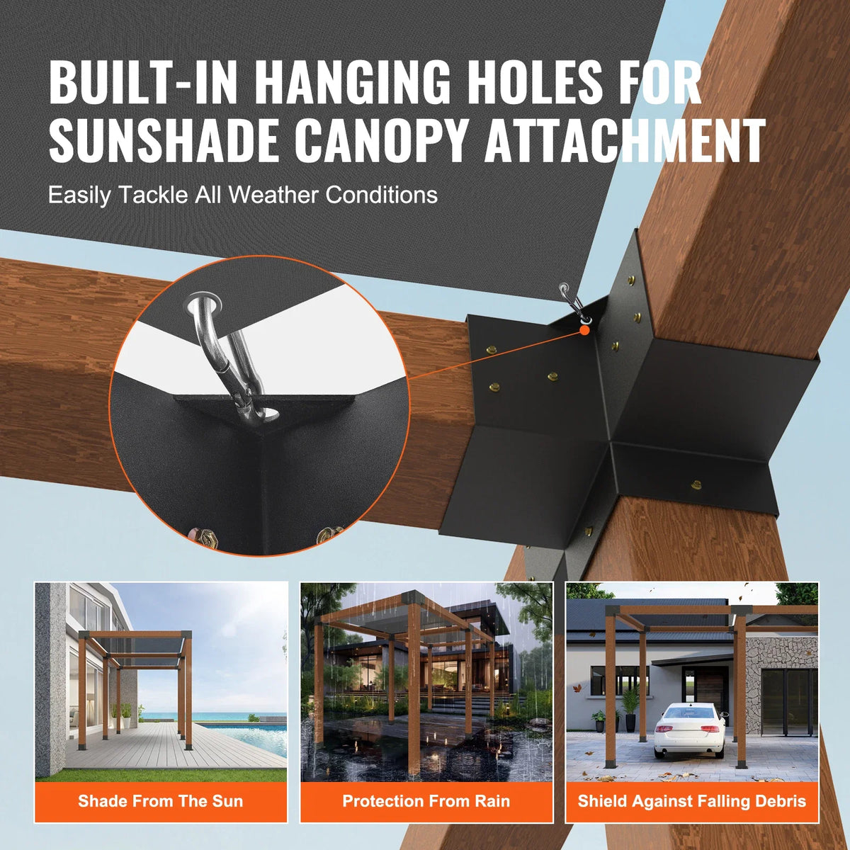 Pergola Bracket Kit Heavy Duty Corner Bracket Woodworks DIY Post Base Kit Easy Installation Wooden Beams