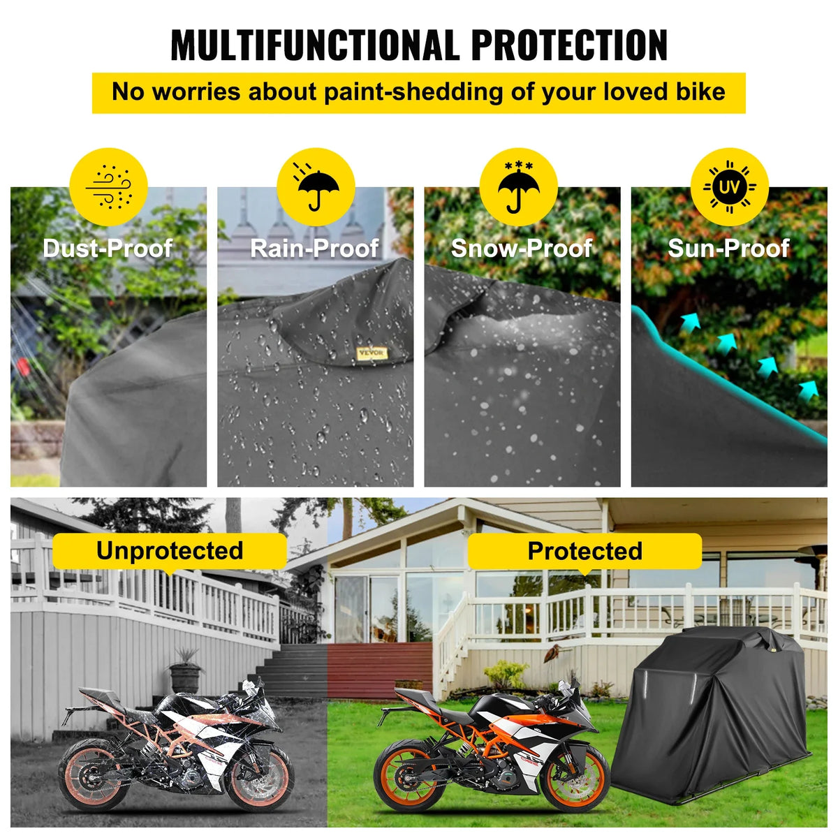 Waterproof Motorcycle Cover Universal Outdoor Oxford Fabric All Weather Protection Moto Bike Case Motorcycle Accessories