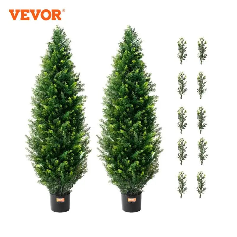 Artificial Cedar Topiary Tree Evergreen Fake Pine Cypress Trees Plant Artificial Greenery Set for Home Decor IndoorOutdoor