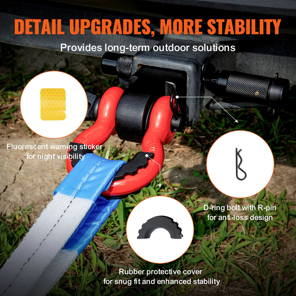 D Ring Shackle with Trailer Hitch Lock Pin, Heavy Duty Towing Accessories for Trucks, Jeeps, Off-Road Vehicle Recovery