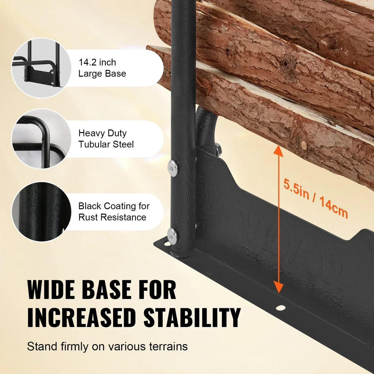12.7FT Outdoor Firewood Rack with Cover Heavy Duty Firewood Holder & 600D Oxford Waterproof Cover for Fireplace Patio