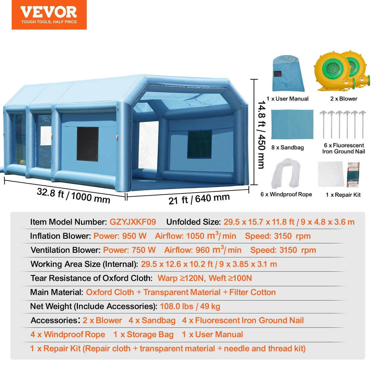 Inflatable Paint Booth Inflatable Spray Booth with Powerful Blowers and Air Filter System Portable Car Paint Booth