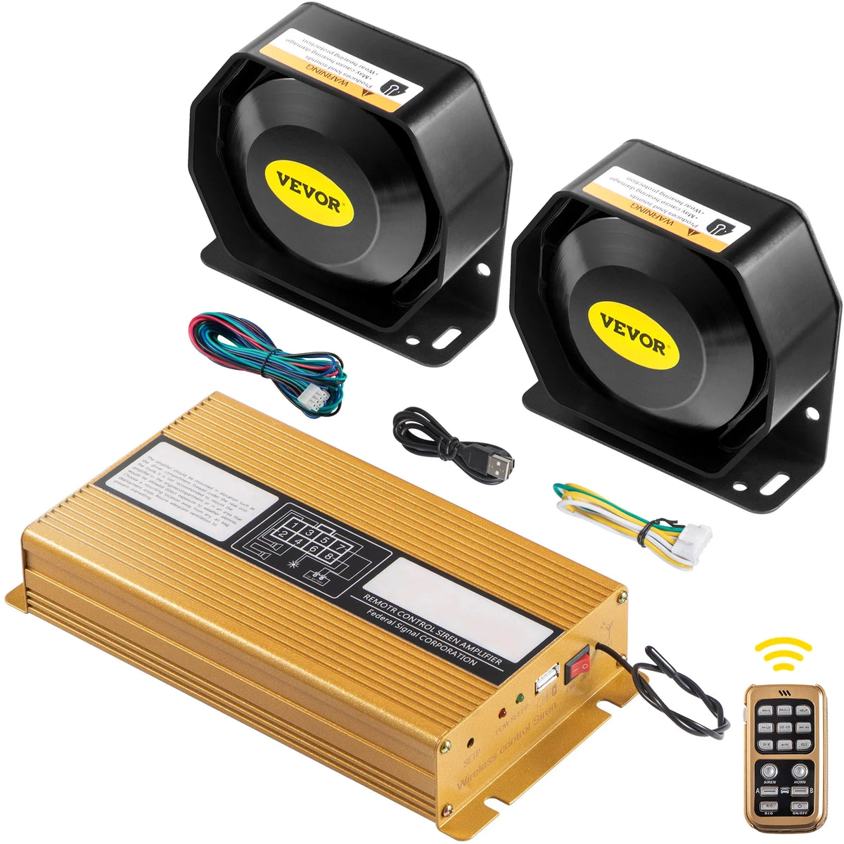 200W 18 Sound 12V Loud Car Warning Alarm Police Fire  Siren  PA Speaker MIC System for All Specific Vehicles