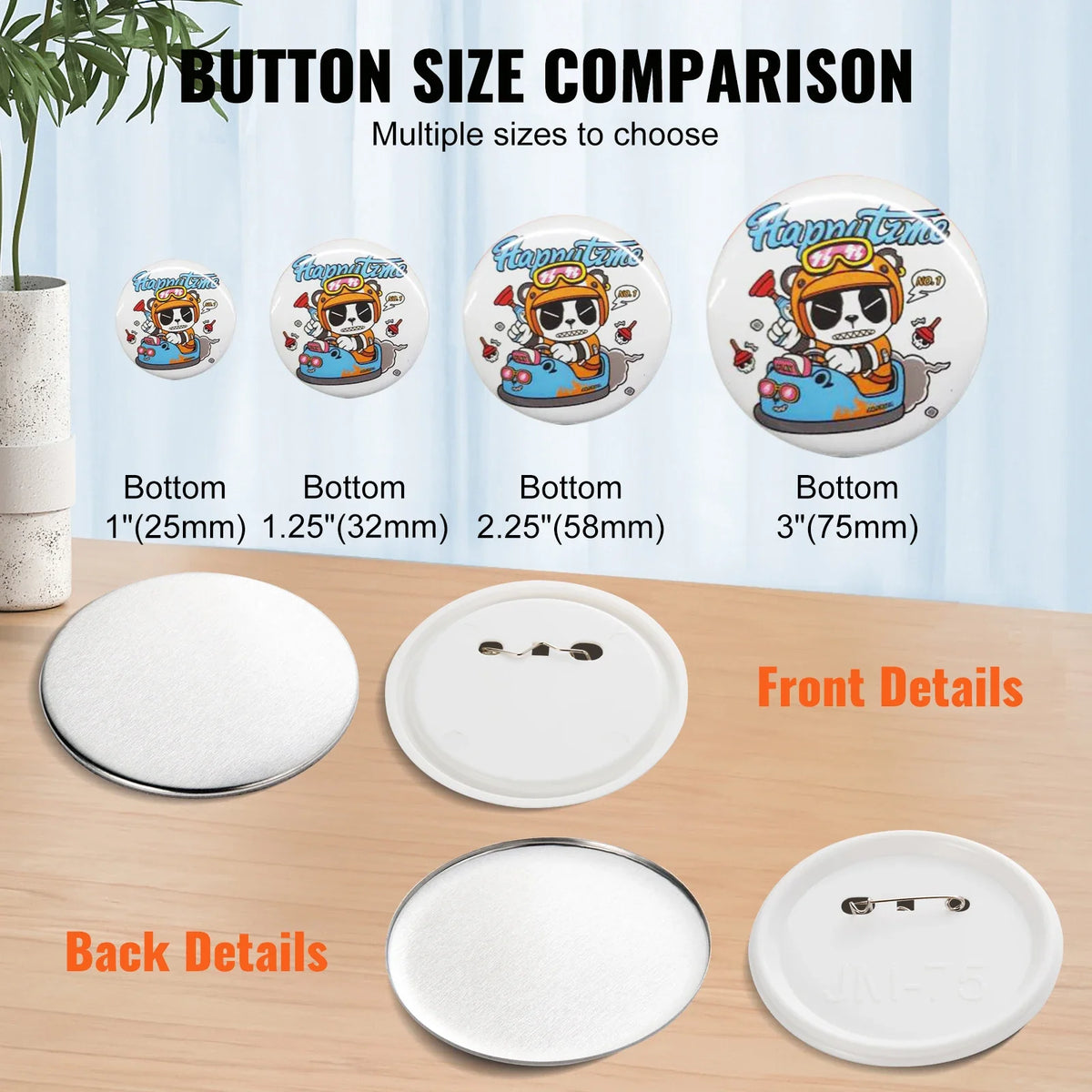 25/32/58/75mm Button Badge Parts Supplies for Button Maker Machine 200/500Sets Metal and Plastic Pin Badges