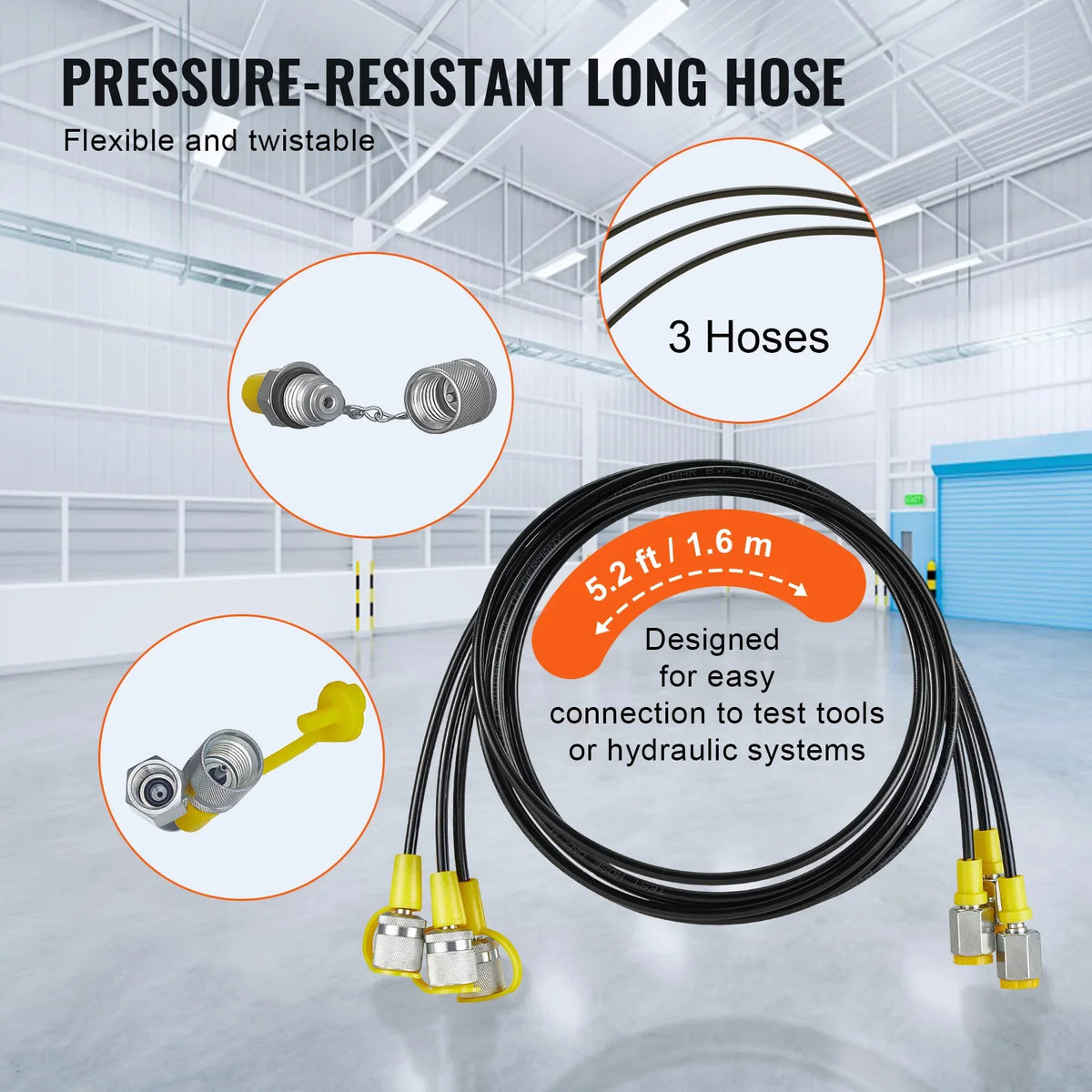 Hydraulic Pressure Test Kit 250/400/600bar 3 Gauges 9 Test Couplings for Excavator Tractors Construction Machinery