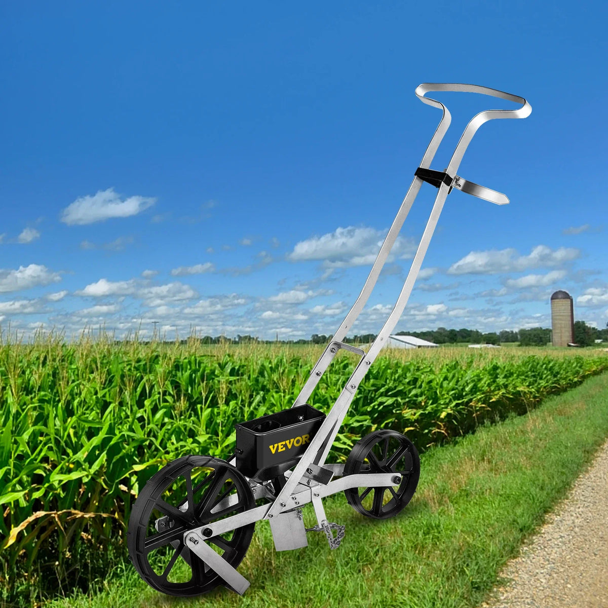 Garden Seeder Walk-Behind Garden Push Seeder Manual Row Crop Planter Garden Lawn Spreader for Sowing Seed for Various Seed