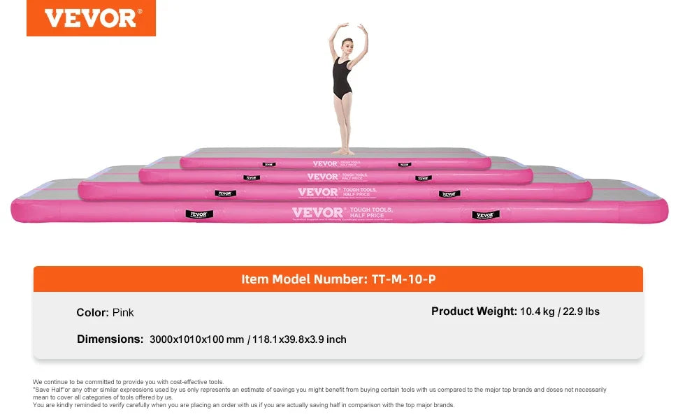 10/13/16 ft Gymnastics Air Mat Thickness Inflatable Gymnastics Tumbling Mat Tumble Track with Electric Pump Training Mats