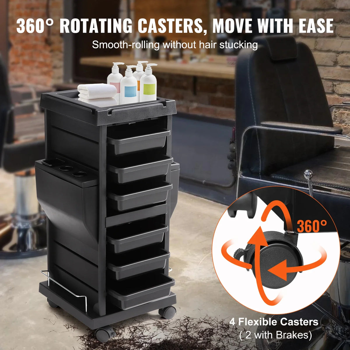 Ultimate Salon Trolley Cart for Stylist with 6 Removable Drawers & Tool Holder and Lockable Wheels for Beauty SPA Barber