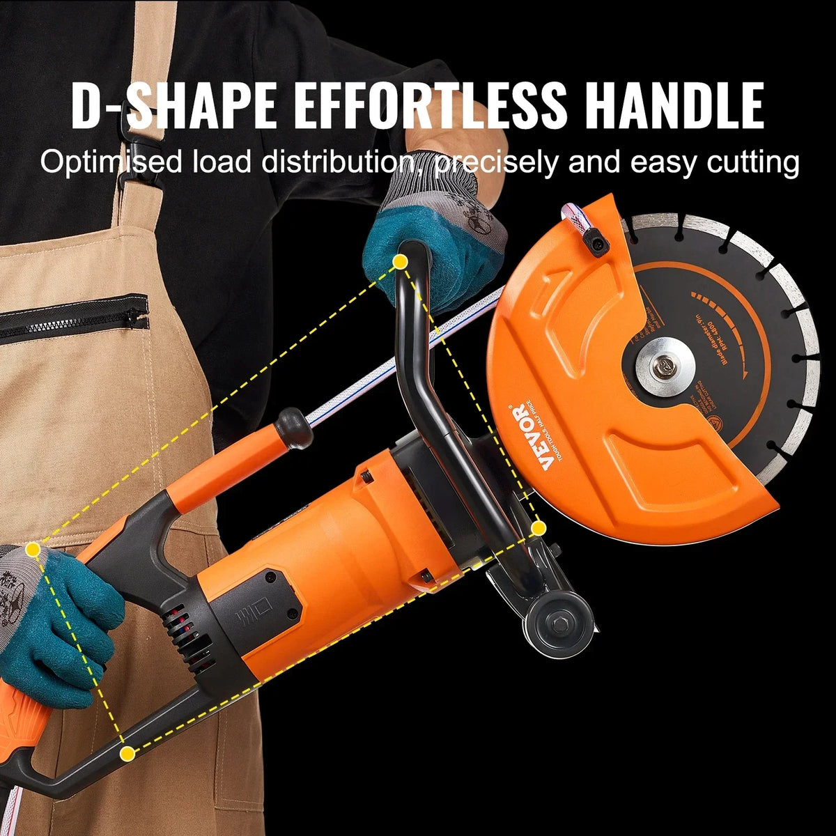 Electric Concrete Saw 9 in 1800W 15A Motor Circular Saw Cutter with 3.5 in Cutting Depth Wet/Dry Disk Saw Cutter for Stone