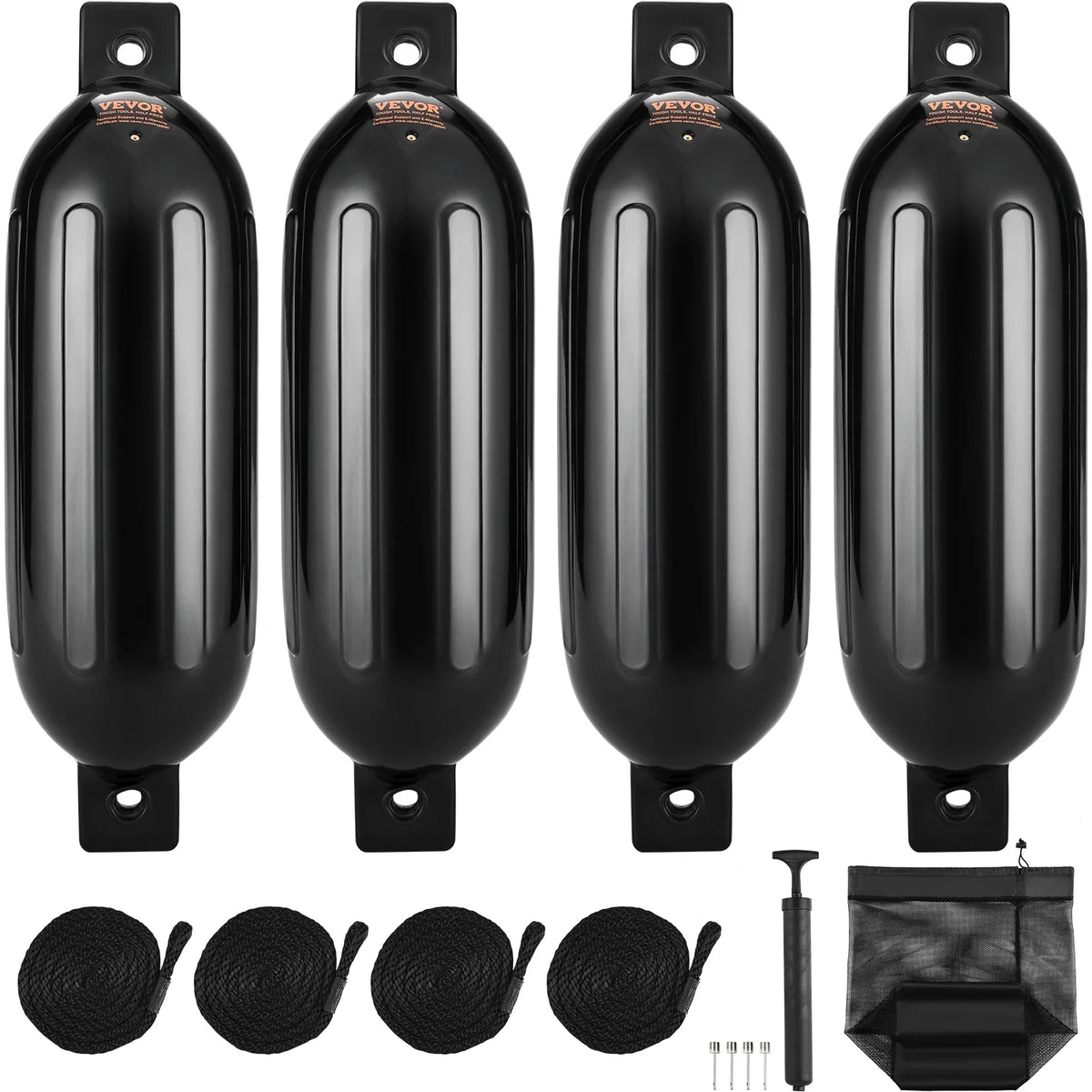 Boat Fenders, 8.5" x 26" Boat Bumpers for Docking, with Center Holes, Marine Boat Dock Fender Bumper with Air Pump