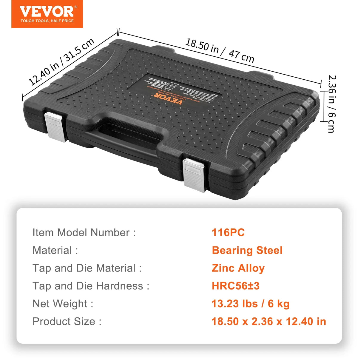 Tap and Die Set 40PCs 60PCs 80PCs 110/116PCs Metric or SAE Standard Bearing Steel Taps and Dies