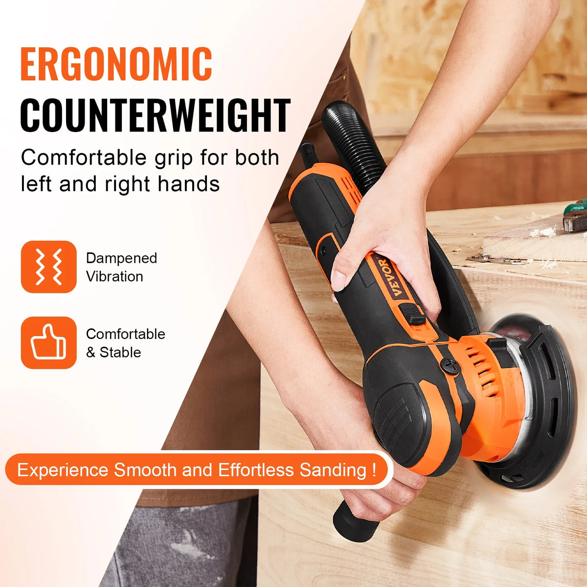 Random Orbital Sander 850W DA&GA Dual Action Orbital Sander 7400PRM 6 Variable Speed Electric Sander w/10PCS Sandpapers