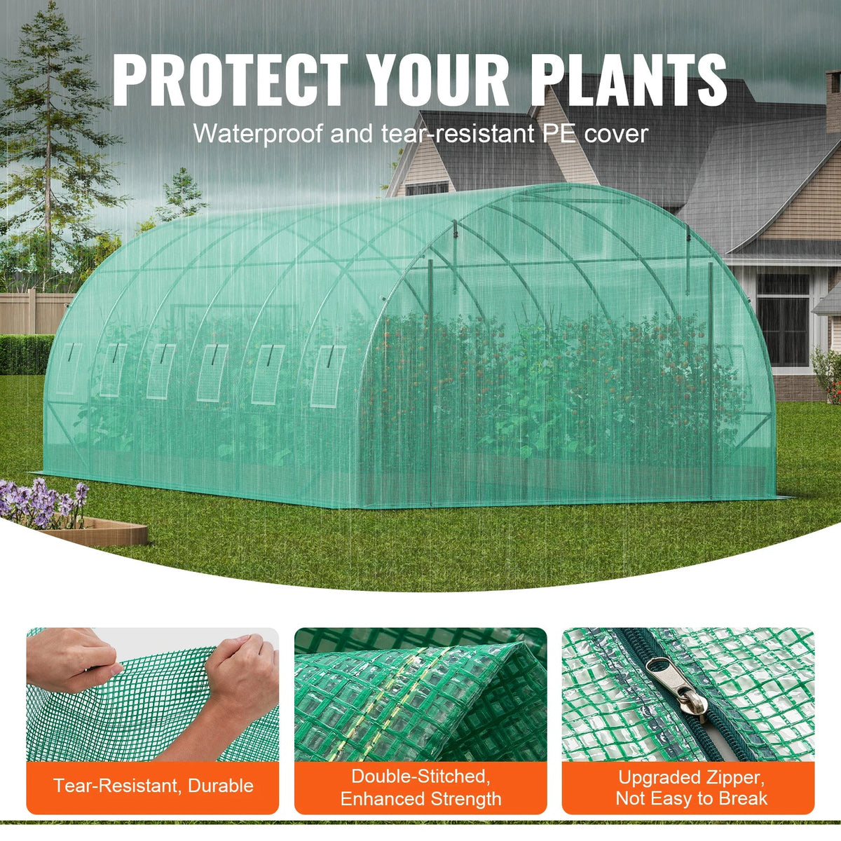 Walk-in Tunnel Greenhouse 20x10x7ft Hoop House Greenhouse Tunnel Upgrade Plant Green House for Plants to Resist Frost