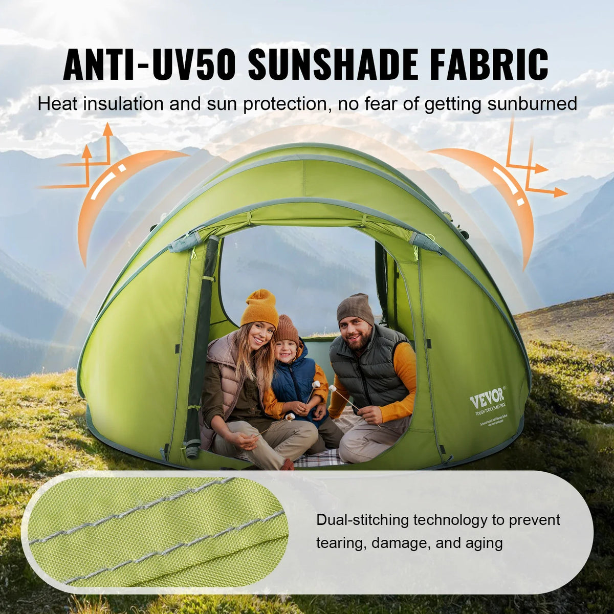 Outdoor Camping Tent Pop-Up Tents for 4 Person Easy Setup Waterproof Backpacking Tent for Family Camping Hiking Hunting