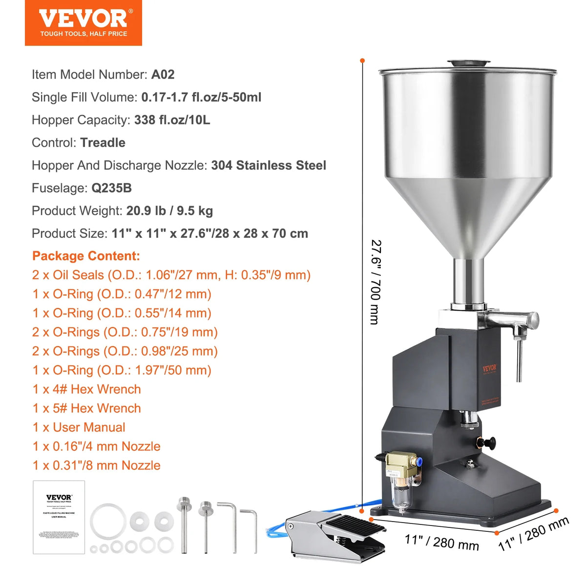 5-50/100ml A02 Pneumatic/Manual Paste Liquid Filling Machine Bottle Liquid Filler with Pedal for Water Juice Cosmetic Milk